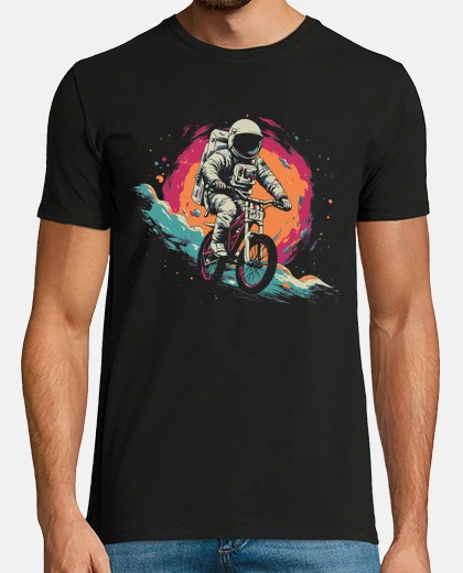 Tee-shirt cycliste cosmonaute qui fait du vélo sur astronaute étoiles nuit des 