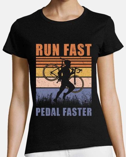 Tee-shirt cyclocross courir vite pédale plus vite