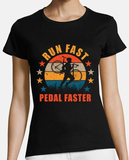 Tee-shirt cyclocross courir vite pédale plus vite