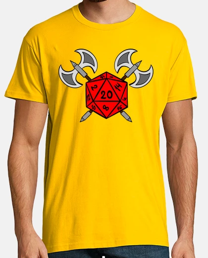 Camiseta d20 rojo con hachas cruzadas