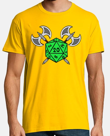 Camiseta d20 verde con hachas cruzadas