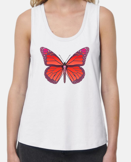 D28 camiseta corte extra de tirantes mujer monarch red butterfly fashion