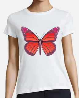 D28 camiseta estilo béisbol mujer monarch red butterfly fashion
