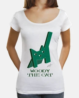 D29 Woody The Cat. Camiseta mujer fashion punto fino.