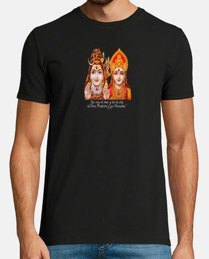 Playera D9 Shiva y Parvati camiseta hombre manga corta negra