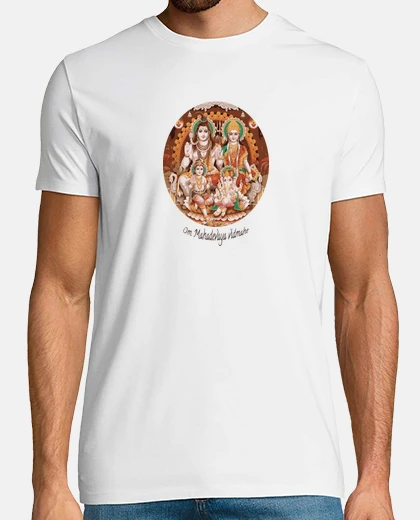 Playera D9 Shiva y Radha familia camiseta hombre manga corta blanca