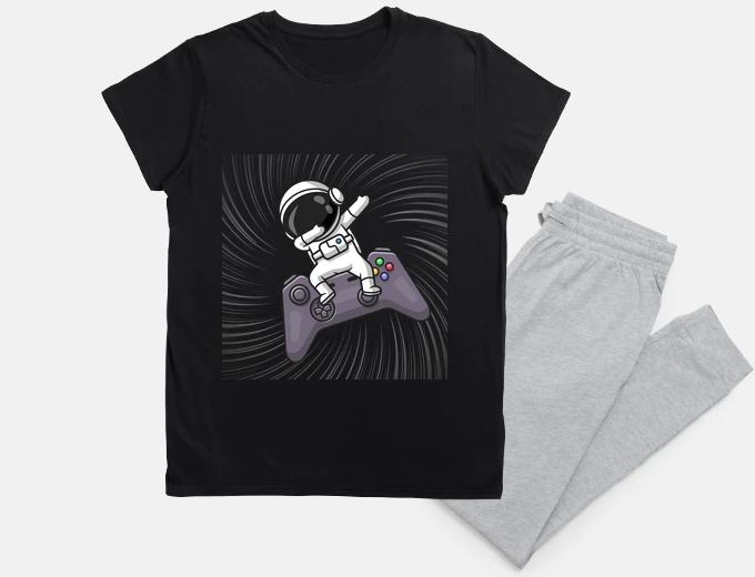 Pajama dab astronaut sitting gamepad