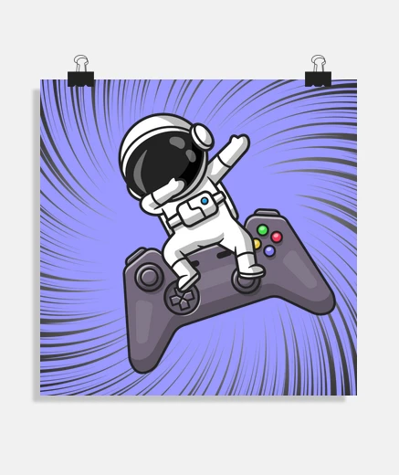 Poster dab astronaut sitting gamepad