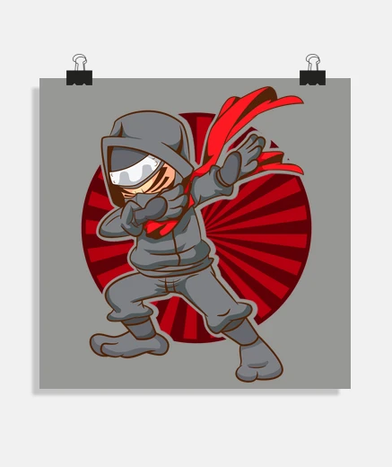 Póster Dabbing Ninja Anime Manga Humor Artes Marciales