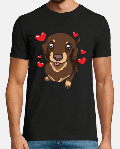 T-shirt Dachshund Puppy with hearts