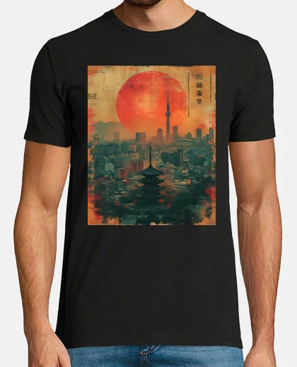 T-shirt dad dello skyline vintage di tokyo con 