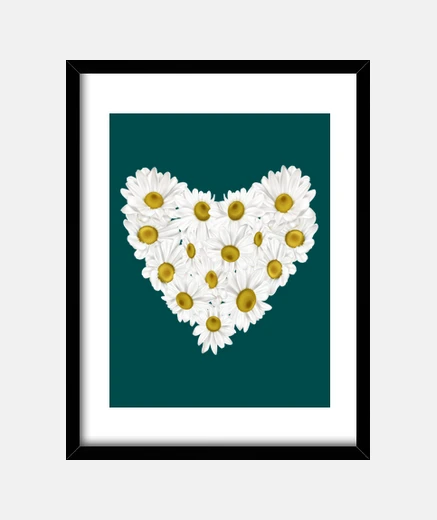 Framed daisies heart