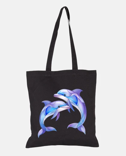 Bag dancing dolphins show sailboat race canvas handbag student tote