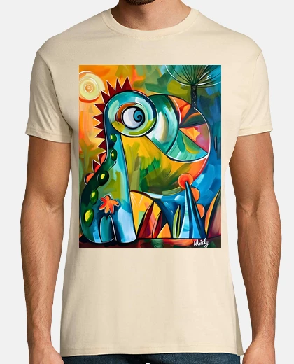 Tee-shirt danse d39un dinosaure aux couleurs naïv