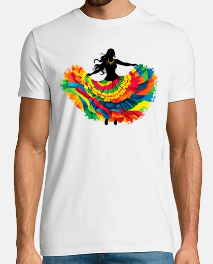 Tee-shirt danseuse de flamenco collier or