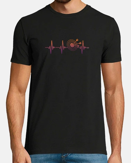 T-shirt dardo battito cardiaco tiro con l&#39;arco arciere sport hobby giocatori amanti del tiro con l&#39;a