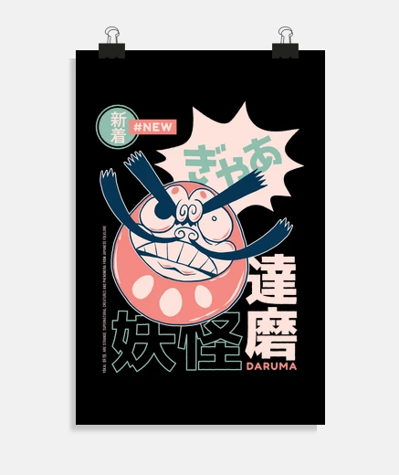 Poster daruma yokai giapponese