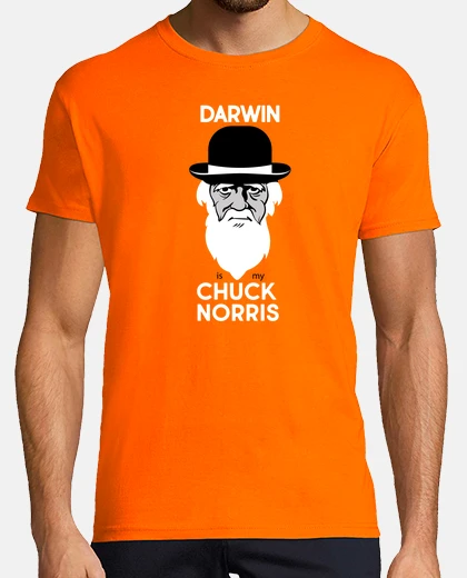T-shirt darwin è chuck norris bianco