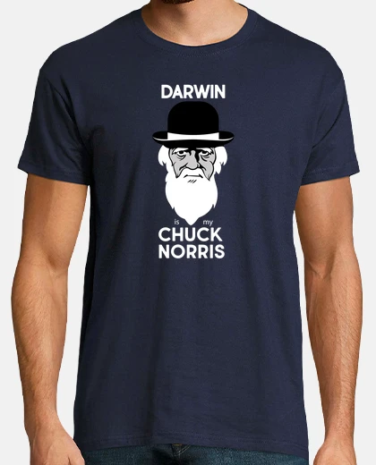 T-shirt darwin è chuck norris bianco