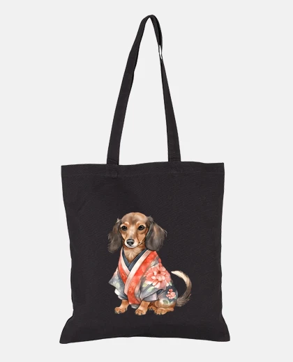Bag dashchund, dachshund with a kimono, tote bag