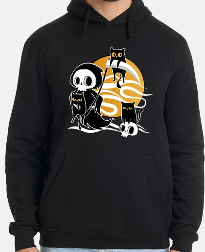 Hoodie death with scythe and black cats