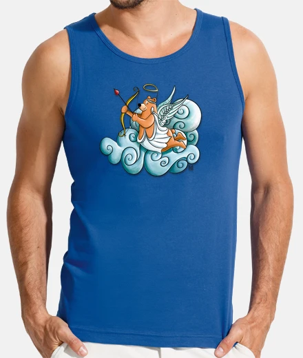 Tee-shirt débardeur bleu. ours saint valentin de profil