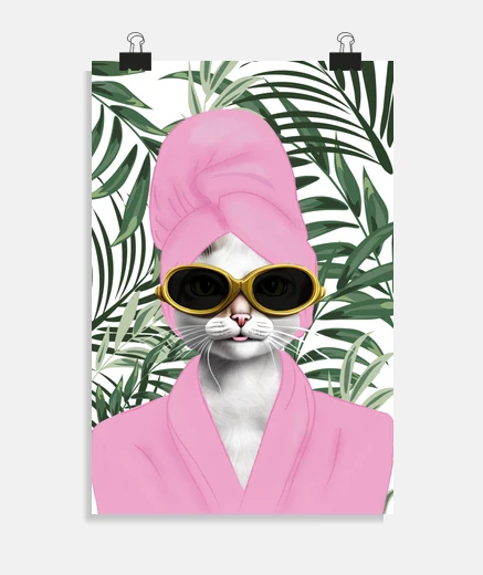 Poster décor de salle de bain chat