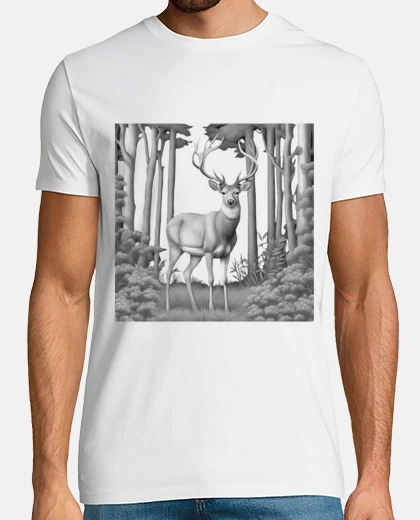 T-shirt deer in the forest bell reproduction