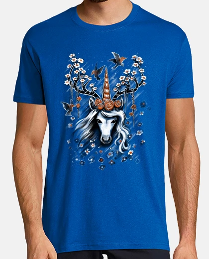Tee-shirt Deer Unicorn Flowers