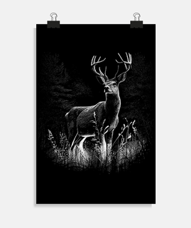 deer in the woods, magnificent rare drawing, exceptional poster for decoration