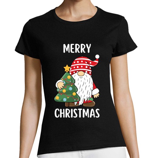 Camiseta Mujer Manga Corta feliz navidad camisa divertida de navid laTostadora