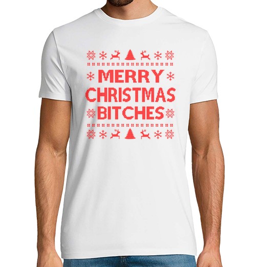 Camiseta Hombre Manga Corta perras feliz navidad laTostadora