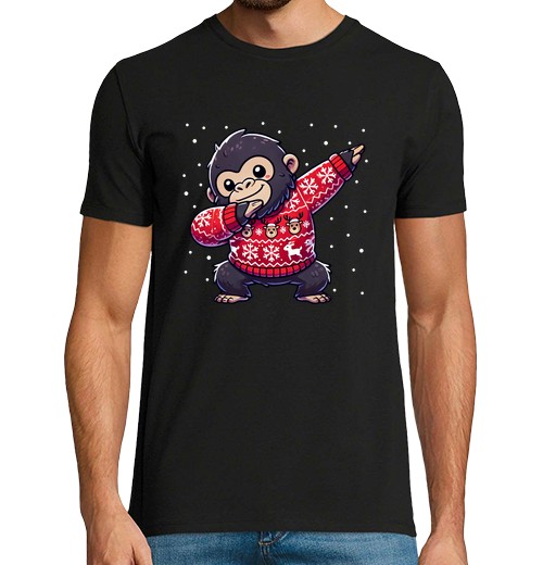 Camiseta Hombre Manga Corta amante de los gorilas de navidad gorila laTostadora