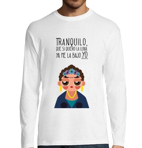 T-Shirt Uomo Manica Lunga Frida La Luna Tramonta (Lizzydizzy)