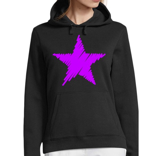 Sudadera Con Capucha Para Mujer Estrella Morada Trazos laTostadora