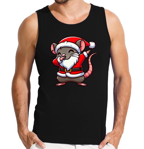 Camiseta Hombre Sin Mangas Rata de Navidad Papá Noel divertido ama laTostadora