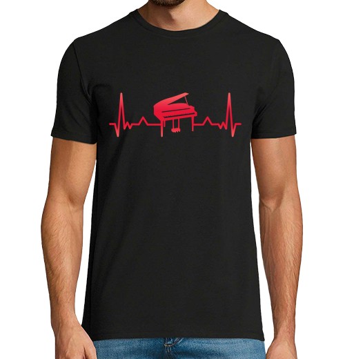 Camiseta Hombre Manga Corta regalo de navidad de latido de piano pa laTostadora