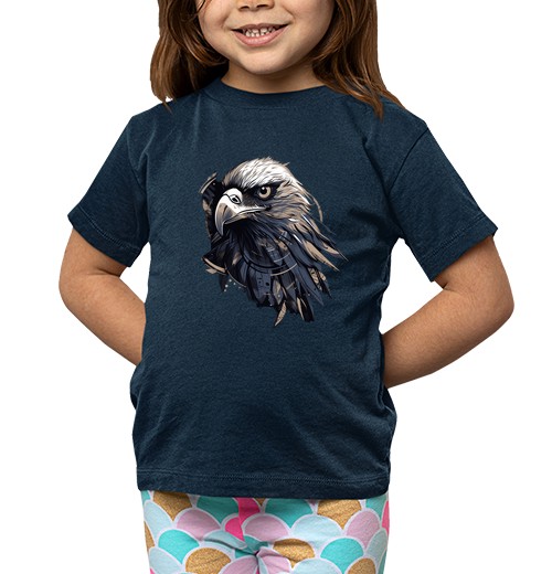 T-shirt bambino manica corta aquila in bianco e nero