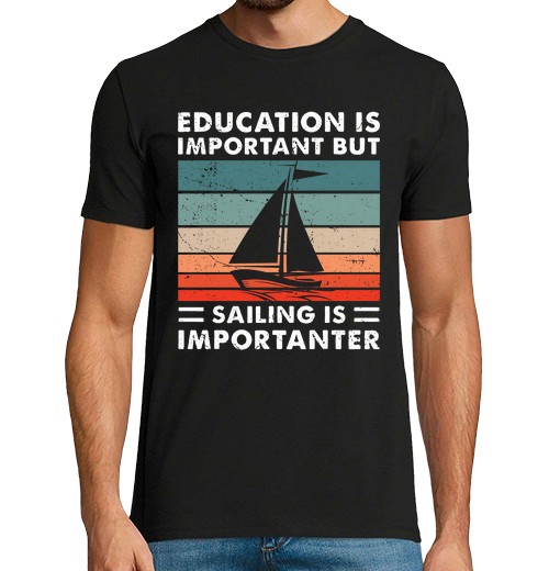 T-Shirt Uomo Manica Corta L39Istruzione è Importante Ma La Vela L-image