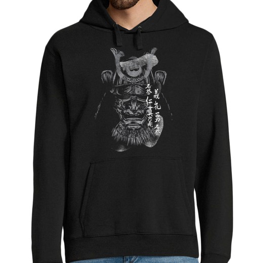 Sudadera Con Capucha Para Hombre Samurai Bushido BN laTostadora