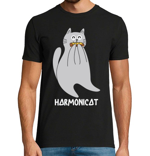 Camiseta Hombre Manga Corta jugador de armónica de blues, amante de los gatos armónicos laTostadora - latostadora.com - Modalova