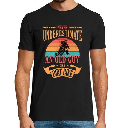 T-Shirt Uomo Manica Corta Old Guy On A Dirt Bike Motocross