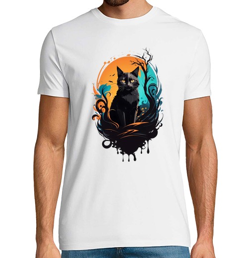 T-shirt uomo manica corta maglietta nera geometrica, astratta, minimalista, colorata, halloween, t-shirt