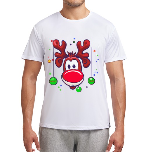 Camiseta Hombre Deportiva reno rudolph feliz navidad dibujo laTostadora
