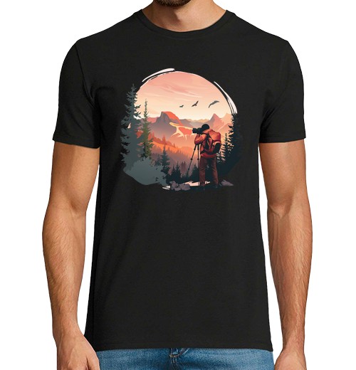 T-Shirt Uomo Manica Corta Fotografo Di Uccelli-image