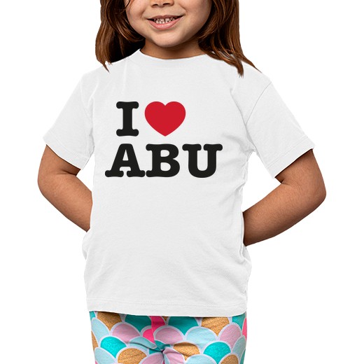 T-Shirt Bambino Manica Corta I Love Abu, La Festa Del Papà , La Festa Della Mamma