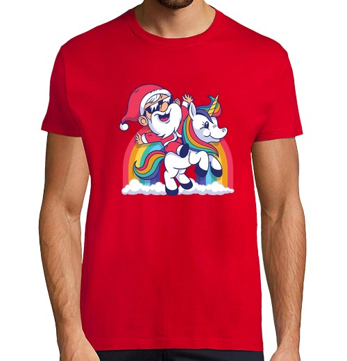 Camiseta Hombre Manga Corta Santa Unicornio Navidad laTostadora