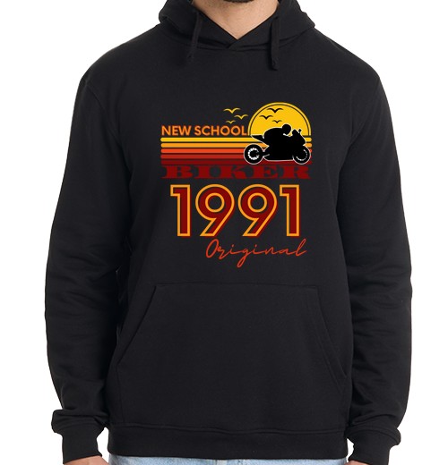 Felpa uomo con cappuccio motociclista nuovo 1991