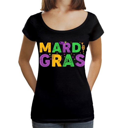 T-shirt da donna scollo amplio Loose Fit buon martedì grasso