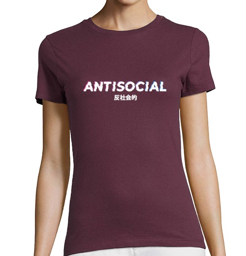 T-shirt donna taglio classico maniche corte effetto manga maglietta antisociale foto personalizzabile